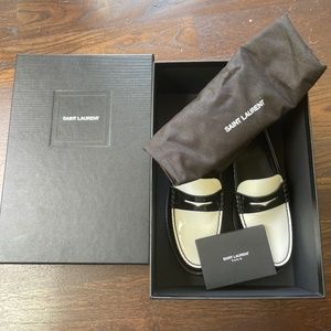 Saint Laurent YSL Black White Loafers 36 6